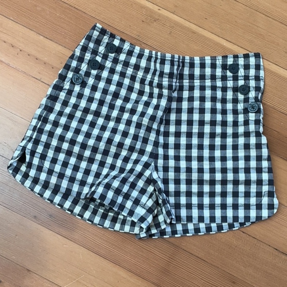 LOFT High Waist Navy and White Gingham Nautical Shorts